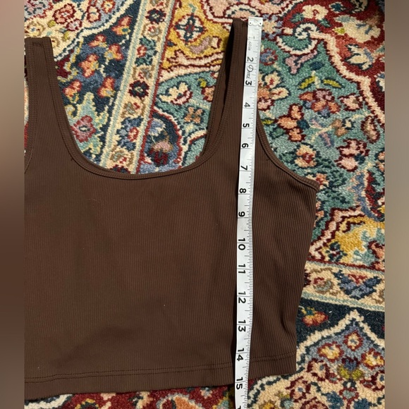 Aerie Ribbed Chocolate Brown Scoop Neck Sports Bra Medium Offline American Eagle - Picture 6 of 8